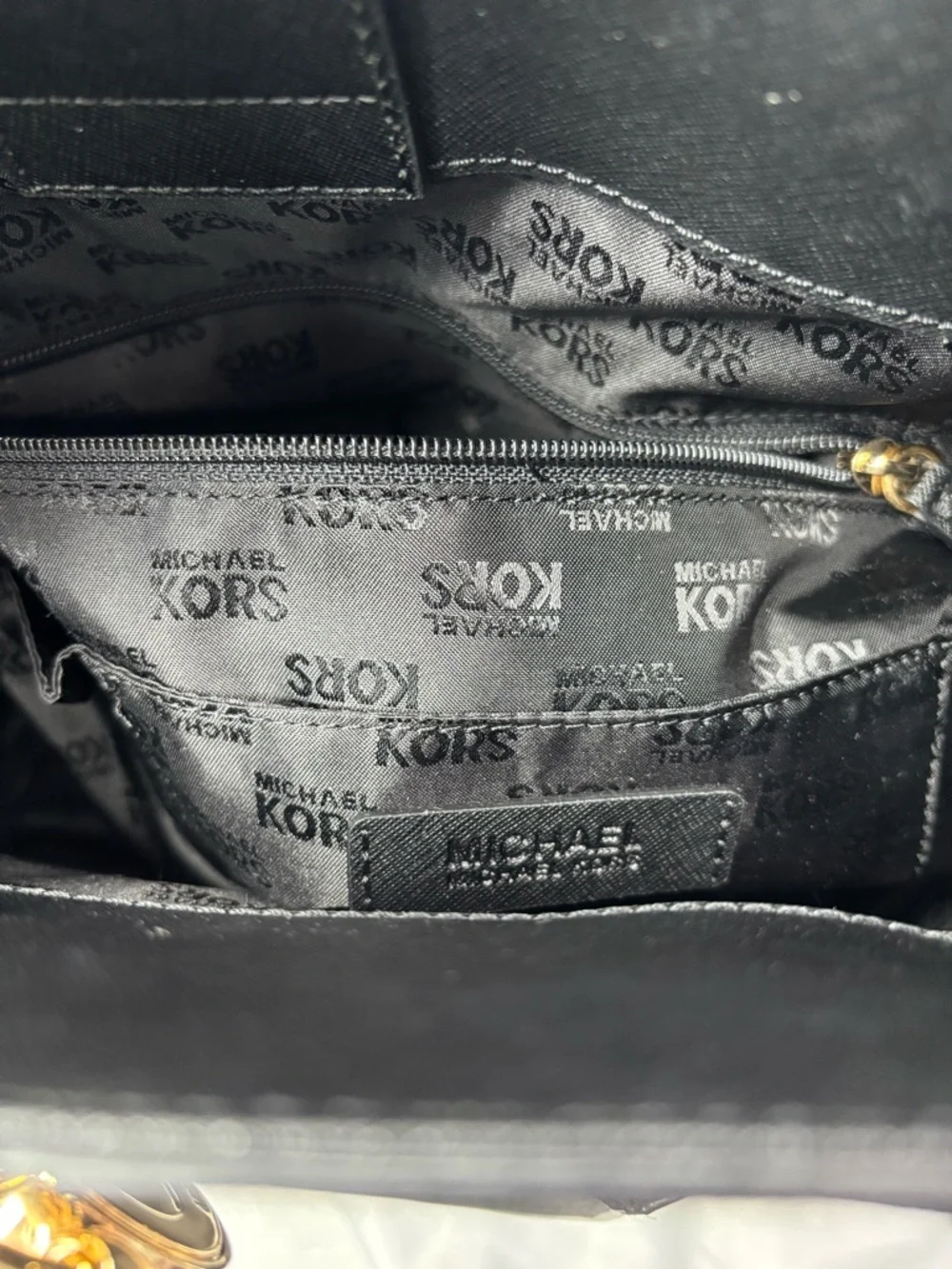 MICHAEL KORS Black Hamilton Saffiano Leather Satchel